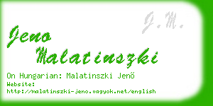 jeno malatinszki business card